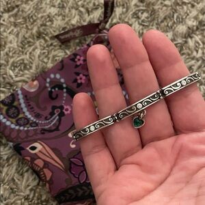 Brighton Silver Bracelet with Green Heart Charm